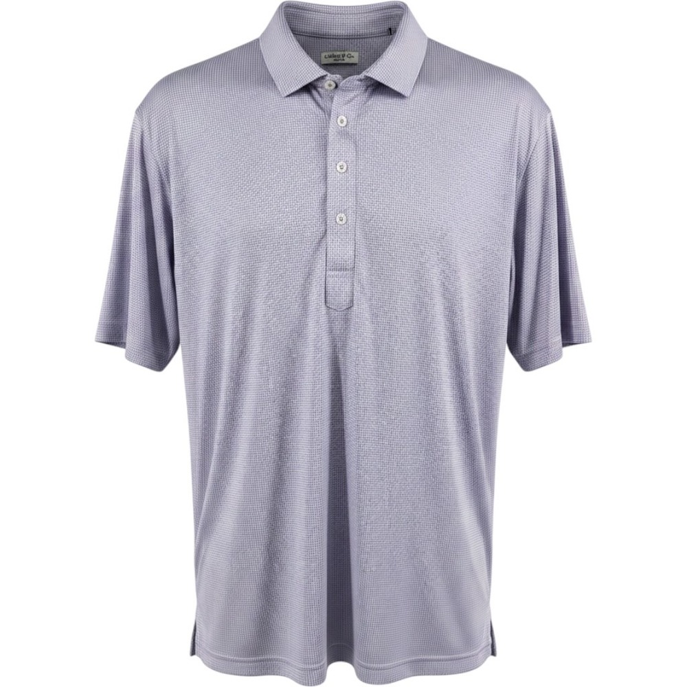 Collars & Co Mens Performance Polo Shirt Purple Micro Check Short Sleeve XL
